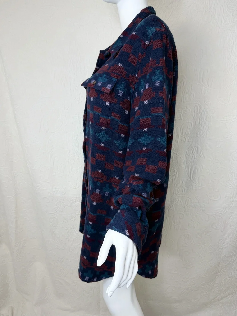 LL Bean Signature XL NWT Aztec Patterned Southwestern Chamois Tunic Shirt Jacket